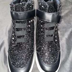 Faranzi Jeremy Black Glitter Studded High Top Sneakers Size 10.5 New Streetwear